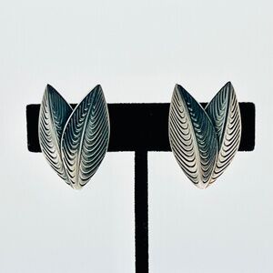 Sterling Anton Michelsen Denmark Earrings Clip-on Leaf Pattern